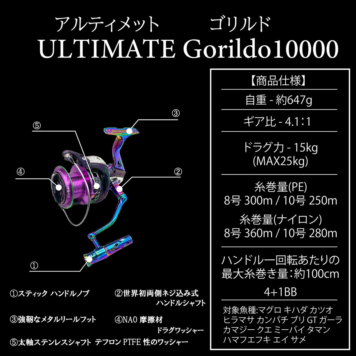 スピニングリール「アルティメットゴリルド 10000」