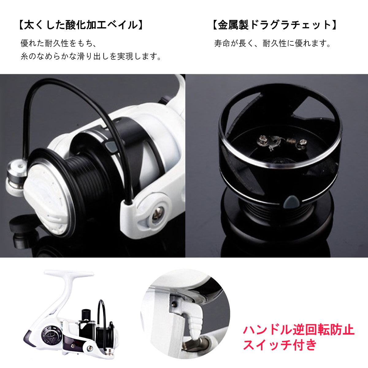 スピニングリール「ホワイトウイング5000」（2000番〜7000番）
