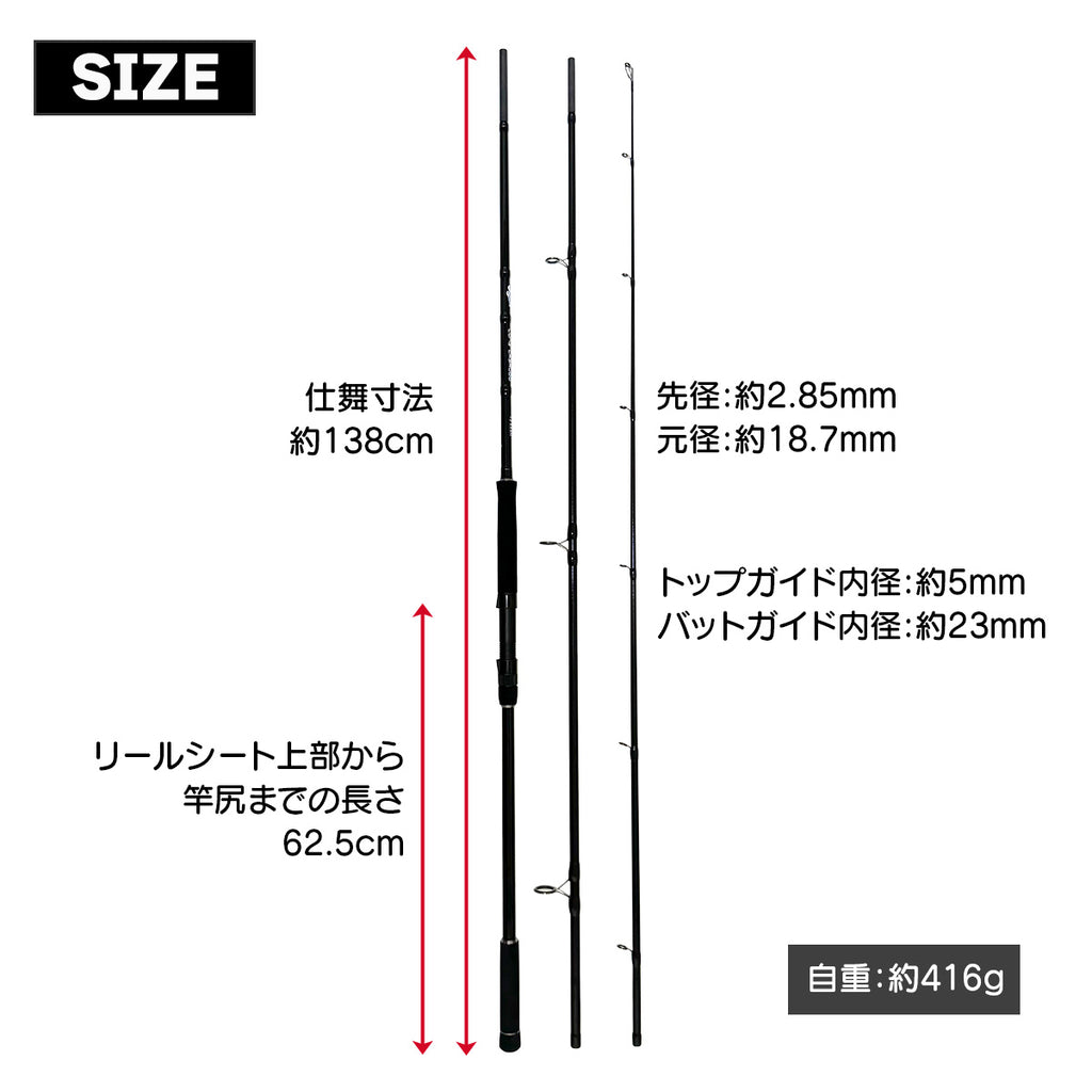 「ロングキャスルド 13ft XXXH」ロッド
