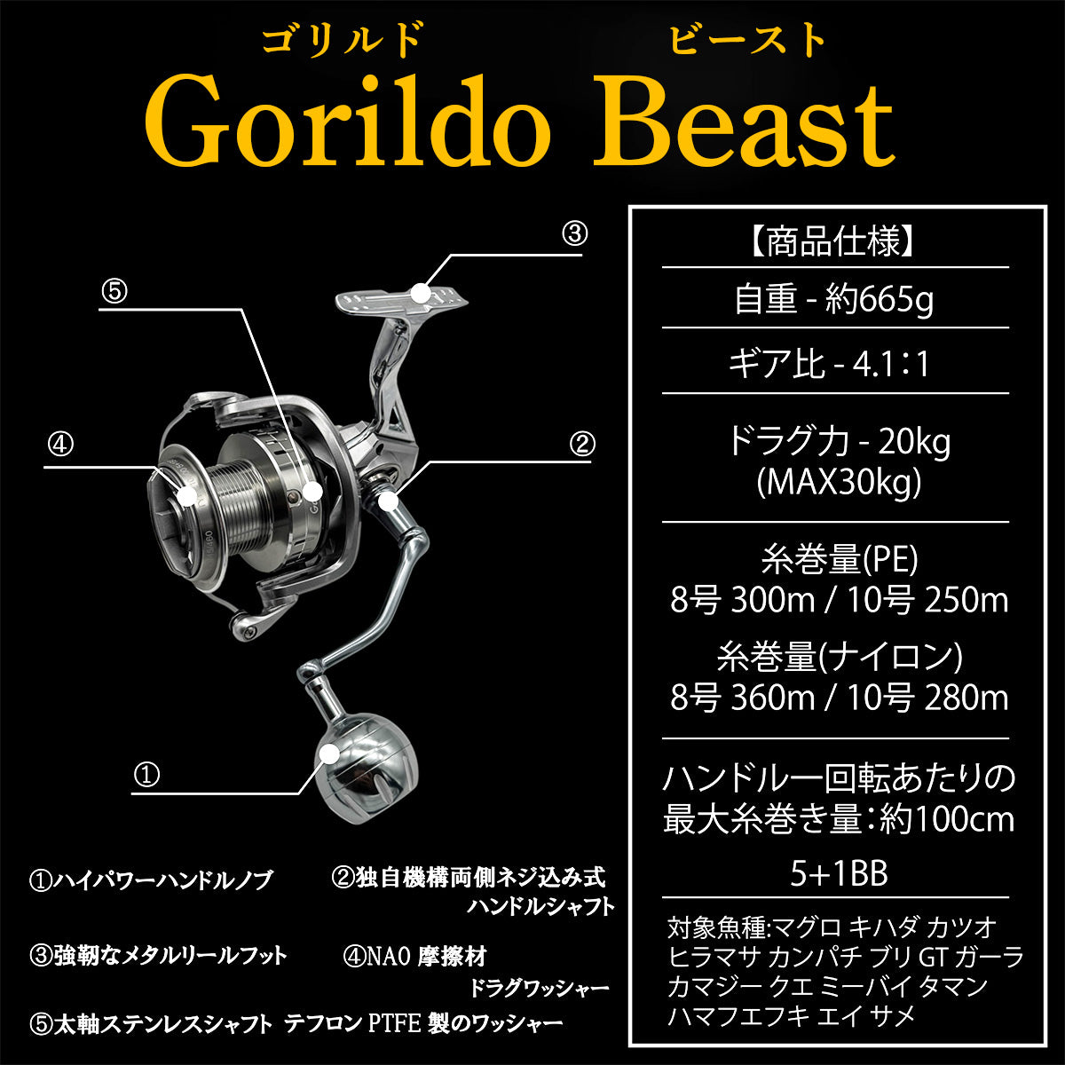 「スーパーゴリルドGOD」ロッド（リールセット各種）