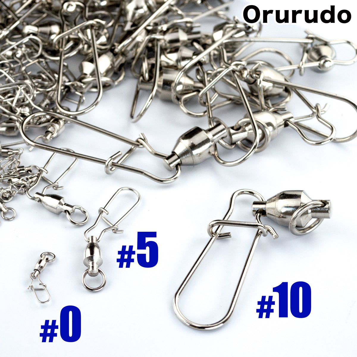 ベアリングスイベル スナップ付き 仕掛け（30個入り / #0～#10サイズ各種）