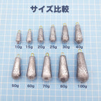 ナス型おもり 仕掛け 錘（10g～100g サイズ各種）