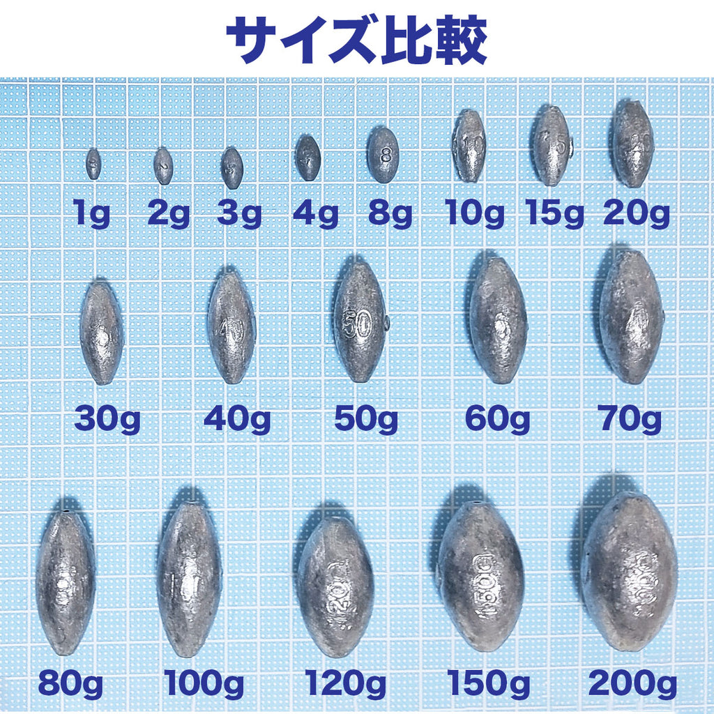 なつめ型オモリ 仕掛け 錘（1g～200g サイズ各種）