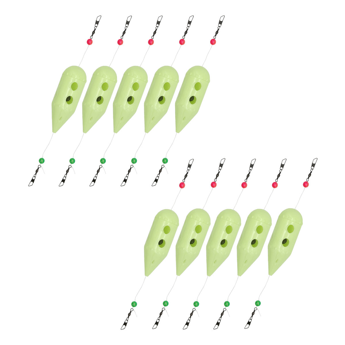 コマセカゴ 夜光ロケット テグス付（Ｍサイズ 10個入）
