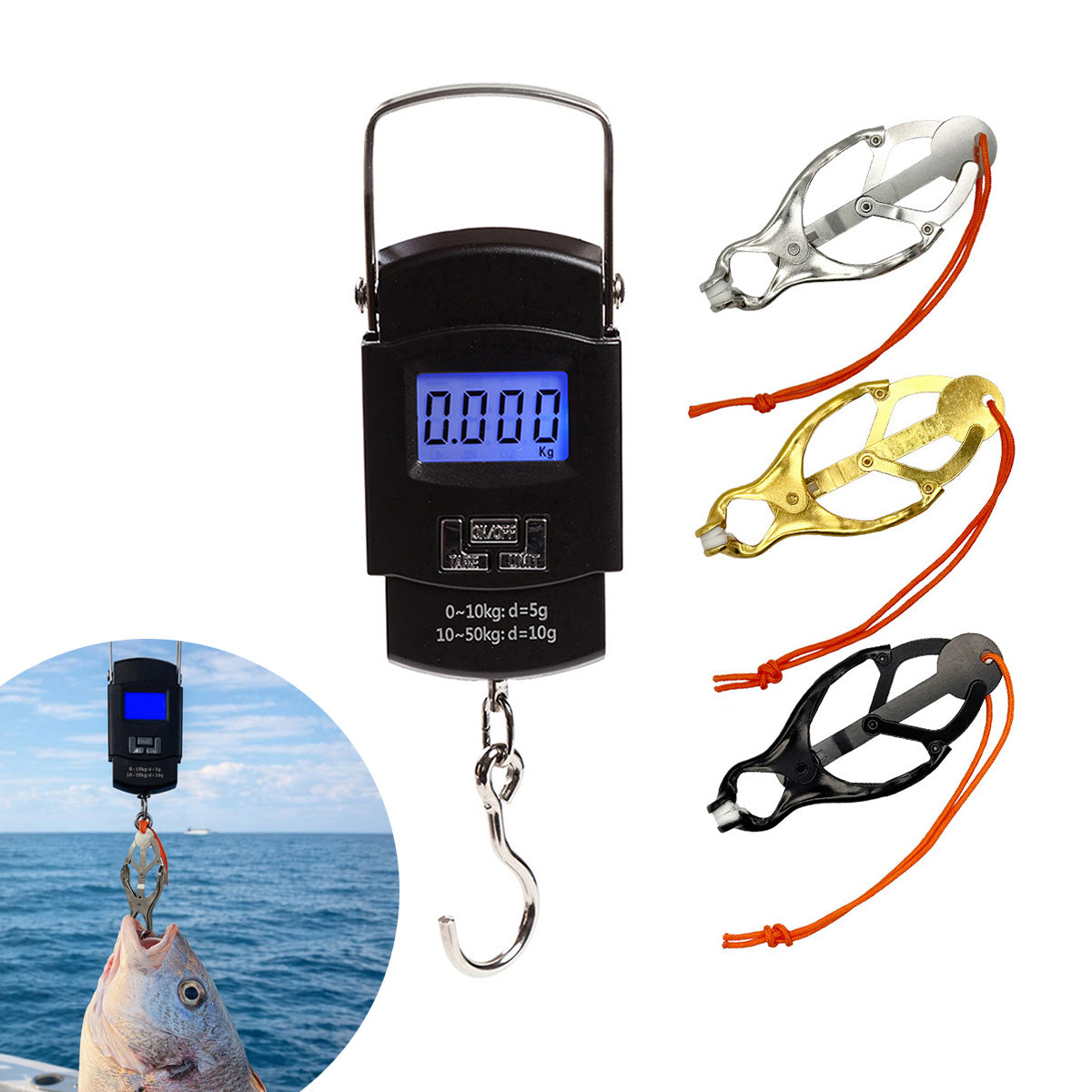 「ハカルドA」フィッシング用 デジタルスケール 最大50kg 吊り下げ式（選べるセット / カラー）